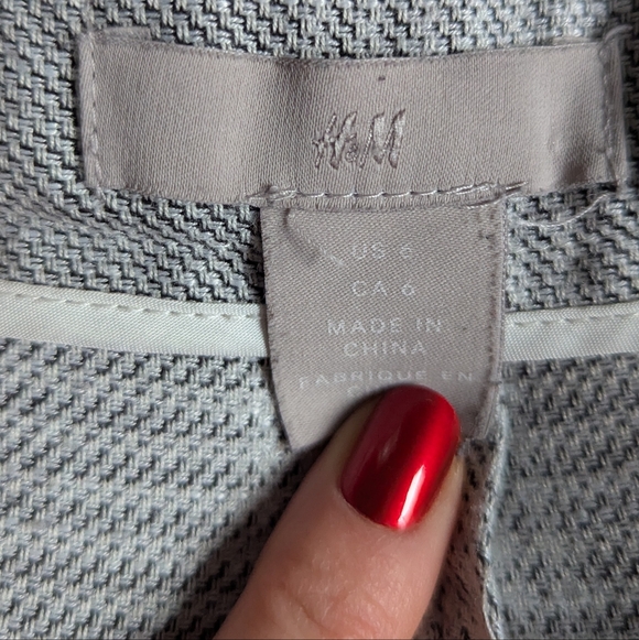 H&M Grey Plaid Trousers Size 6 - Classic Style - Picture 6 of 11